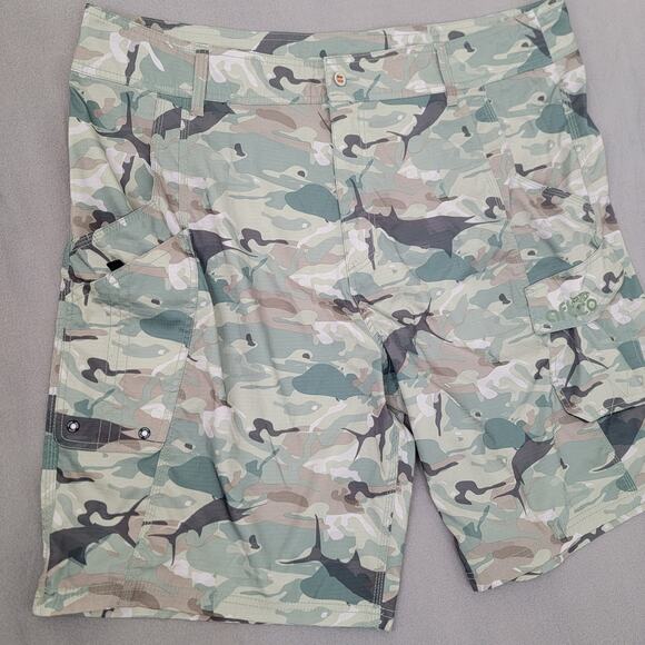 AFTCO‎ Camo Cargo Fishing Sz 42 Water Repellent Short Boat Outdoor Lightweight - Picture 2 of 13